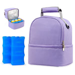 HASTHIP® Bolsa Enfriadora de Leche Materna con Paquete de Hielo,Bolsa Térmica Doble Capa Impermeable para Biberones,Fiambrera Portátil Mochila para Mamá,Apta 6 Botellas - Púrpura