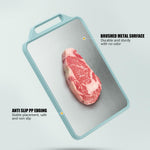 HASTHIP® Double-Sided Cutting Board - Stainless Steel Cutting Board & Wheat Straw Chopping Board for Meat Fruit Veggies,