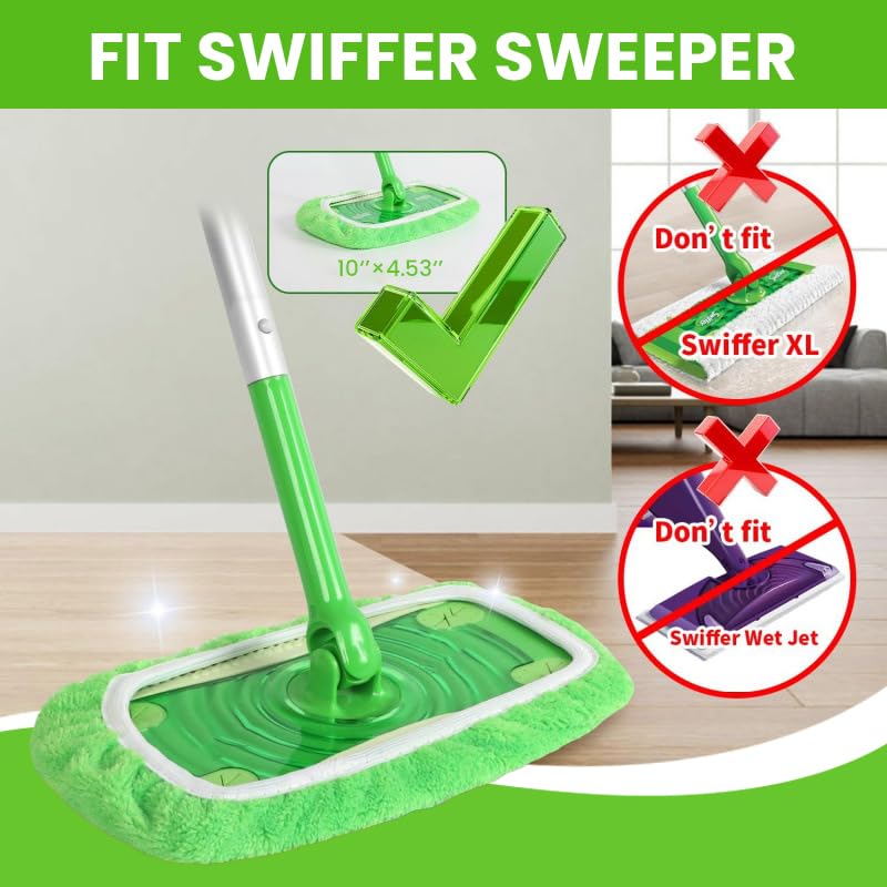 HASTHIP Reusable Microfiber Mop Pads for Wet and Dry Floor Cleaning with Elastic Edge | 3 Pack