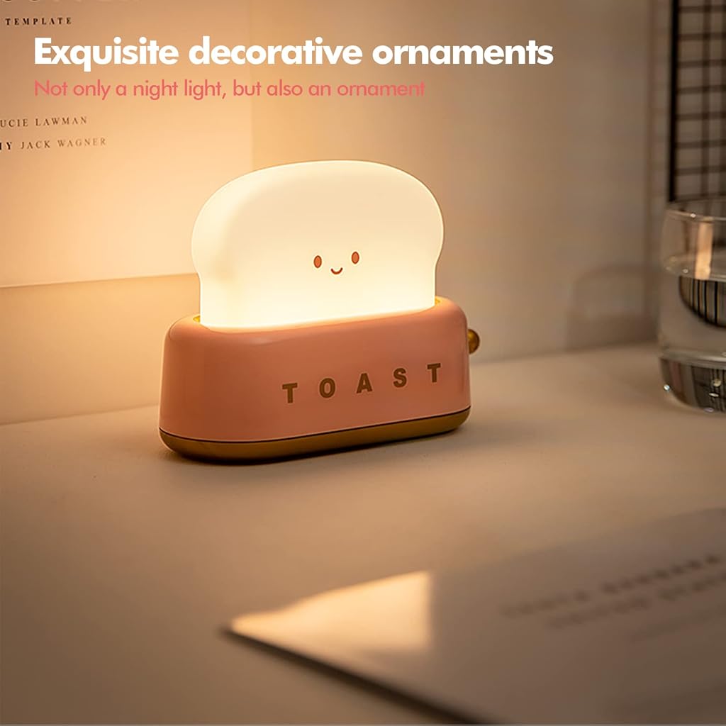 HASTHIP® Kawaii Desk Lamp Cute Toaster LED Light,Rechargeable Portable Night Light with Timer,Eye-Caring Dimmable Table Lamp Bedroom Decor Gift for Kids Girls Teens Reading Study