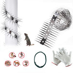 HASTHIP Pigeon Spikes for Outdoor Animal Control featuring Dual Row 48mm Spikes | Stainless Steel 3.3ft Strips with Gloves and Cable Tie