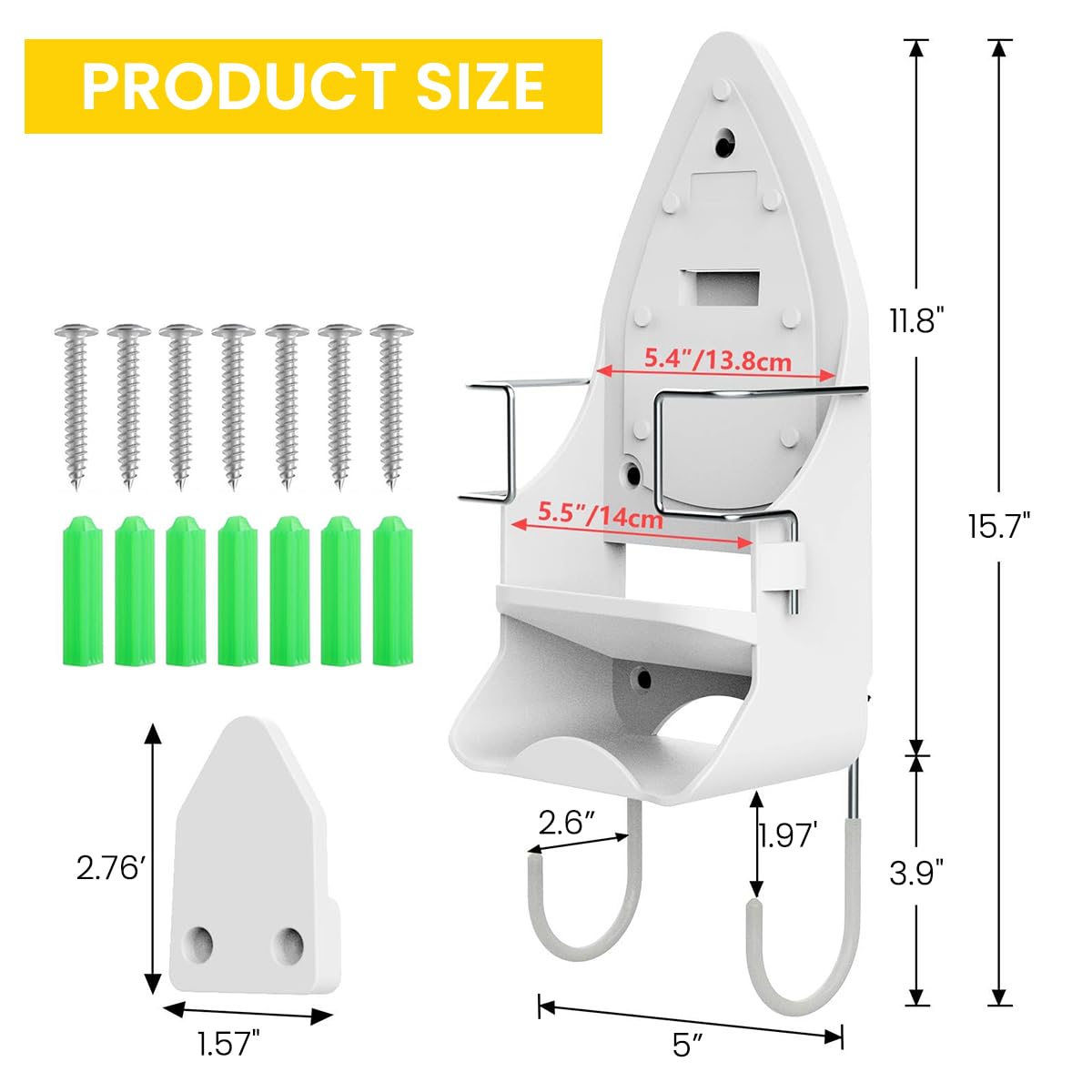 HASTHIP Wall Mount Iron Board Hanger for Laundry Room with Removable Hooks and Metal Frame | Space-Saving Organizer for Steam Iron