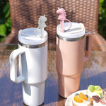 HASTHIP Silicone Straws for Stanley Tumblers with 12 in Length and Dino Caps | BPA Free Reusable Set