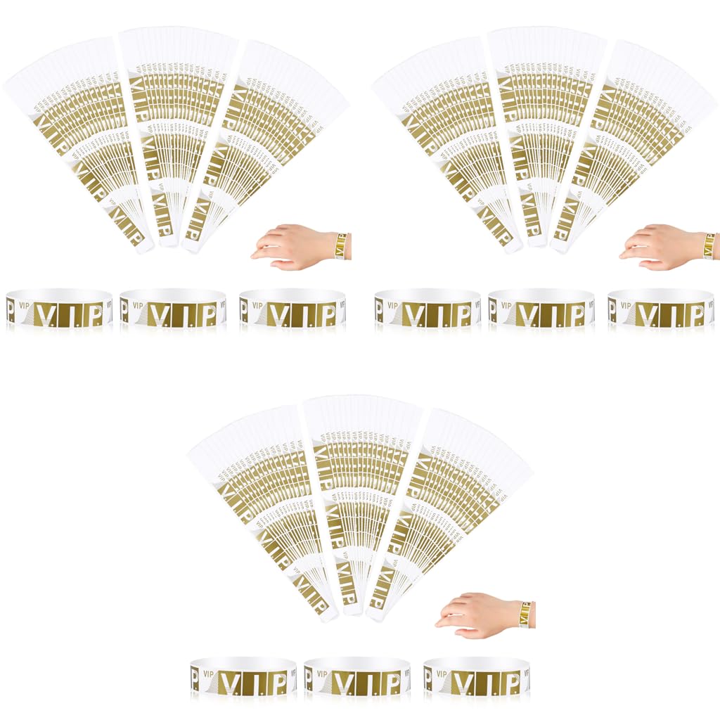 HASTHIP VIP Wristbands for Events with 900 Waterproof Paper Bracelets in Gold | Party and Concert Use