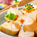 HASTHIP 6Pcs Food Fruit Forks for Kids, Dinosaur Cute Cartoon Fruit Food Toothpicks for Dessert Party Decor, Cute Mini Food Fruit Picks Forks for Toddler, Reusable, Food Grade Plastic (Random Color)
