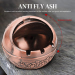 HASTHIP Peacock Ashtray for Home and Car with Closing Lid and 3 Grooves | Zinc Alloy 10x10x9cm