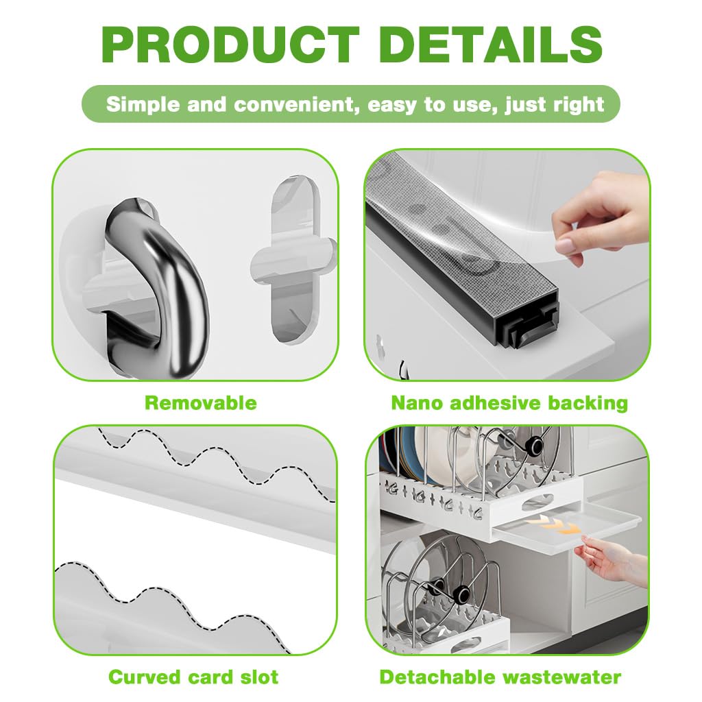 HASTHIP Pull Out Cabinet Dish Dry Rack for Kitchen Storage with 6 Stainless Steel Rackets | 16.5 in Space Saving Organizer