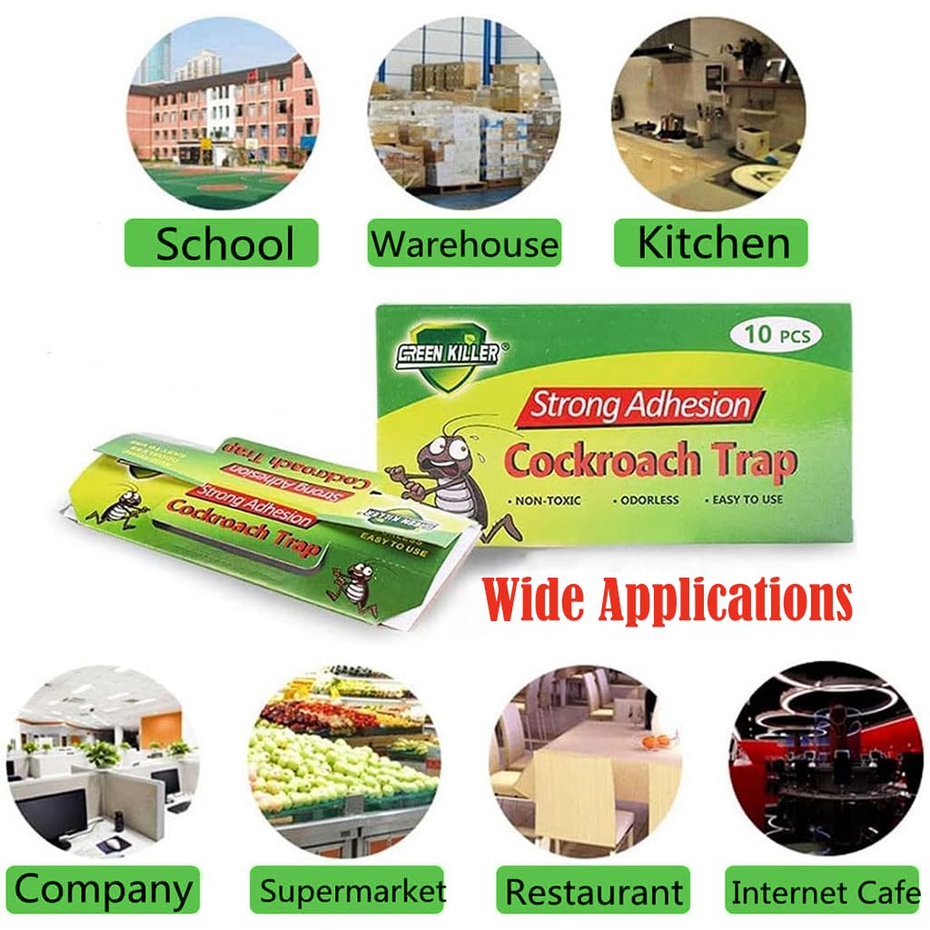 HASTHIP® Cockroach Killer Gel for Home Strong, Strong Adhesive Cockroach Killer, Pesticide Free Cockroach Repellent/Cockroach Trap, Safe & Easy Cockroach Trap for Kitchen, Room, Office (10 Pcs )