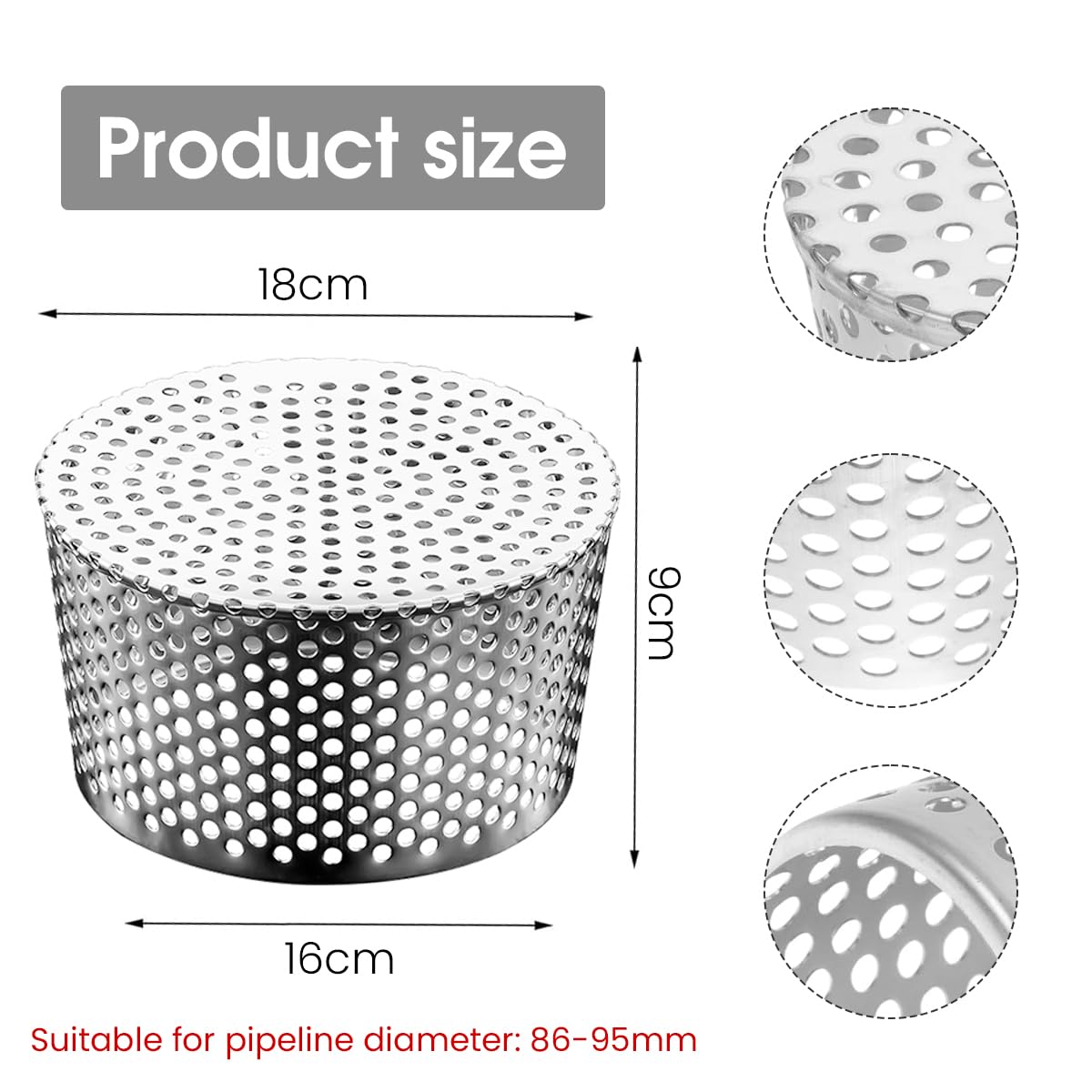 HASTHIP Anti Rats Drain Outlet Mesh Cover for Floor Drains with 160mm Fit and 304 Stainless Steel