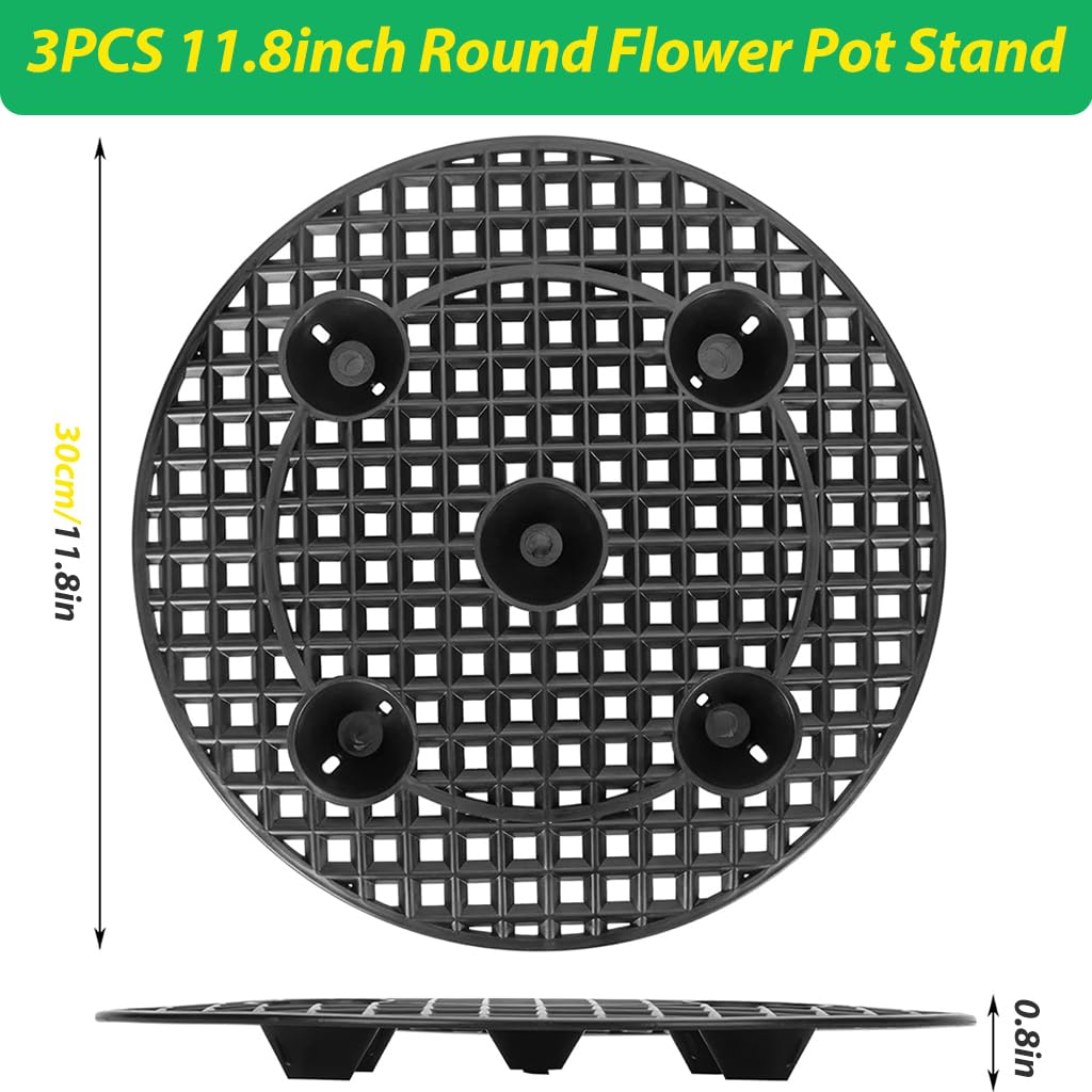 HASTHIP Mesh Plant Stand for Home and Garden featuring Anti‑Skid Feet and 11.8 in Round Design | Enhances Drainage and Airflow