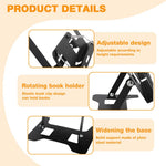 HASTHIP Adjustable Metal Book Stand with Page Clips, Foldable Reading Holder