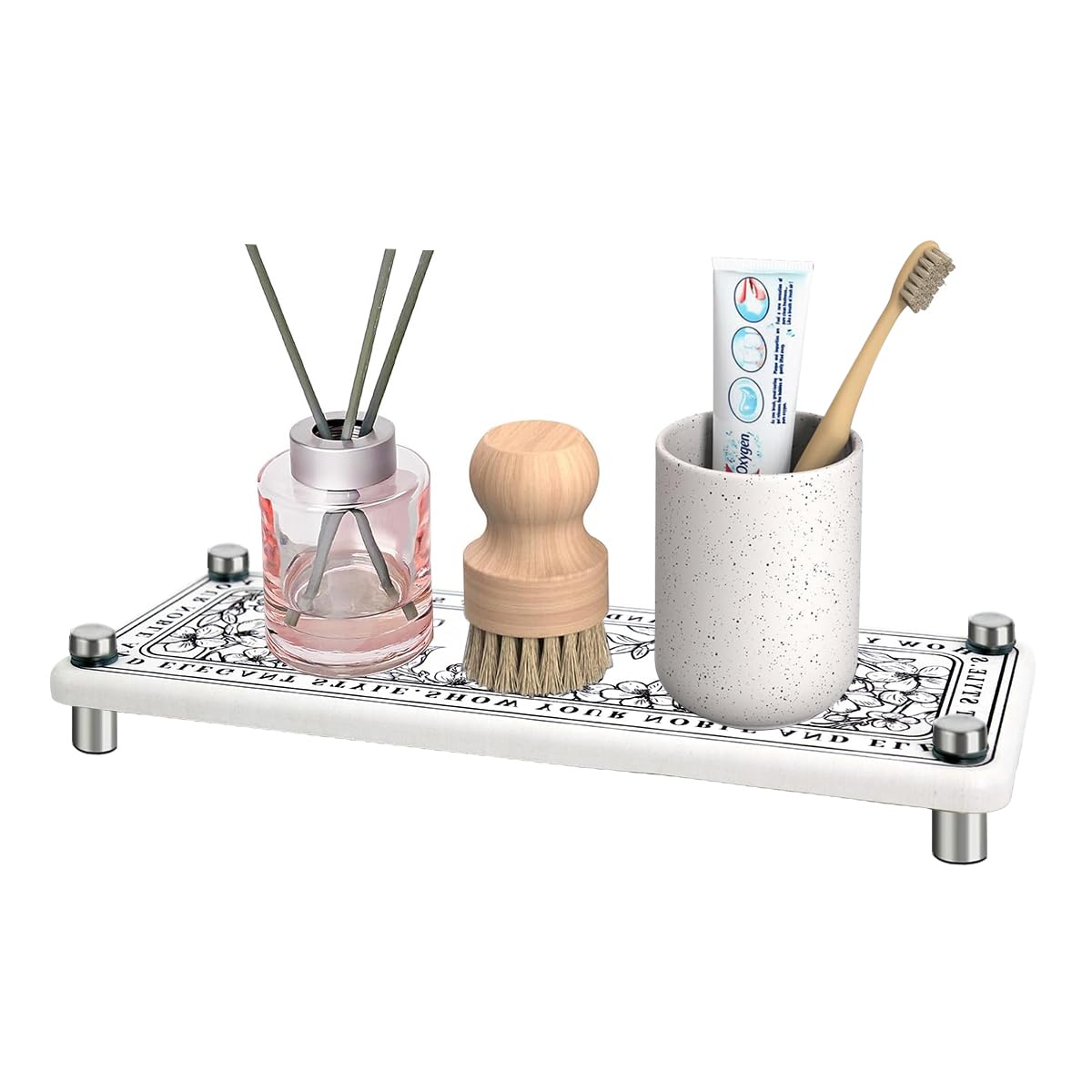 HASTHIP Multipurpose Organizer for Toiletries and Makeup with Diatom Mud Base 25x10cm | Space-Saving Countertop Shelf