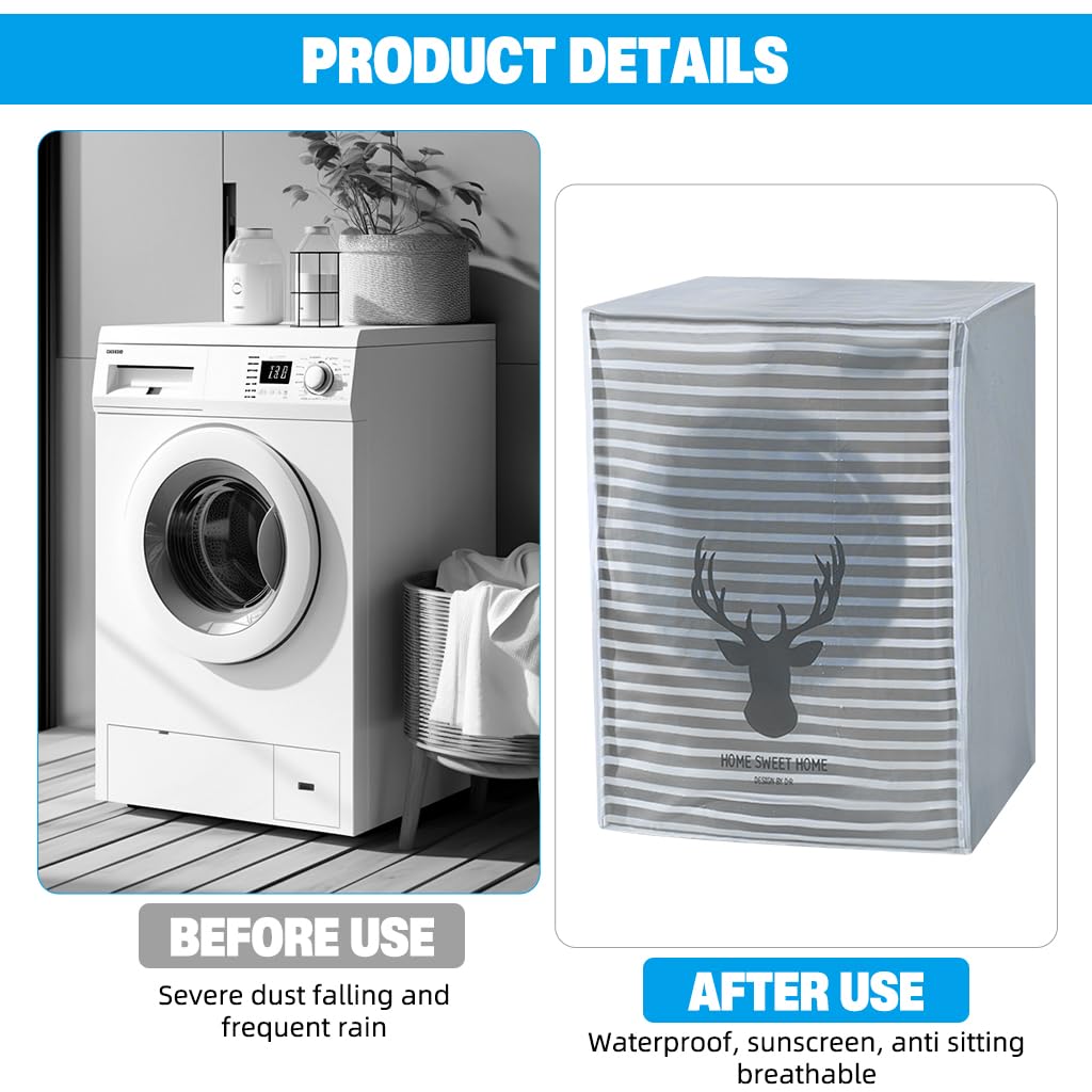 HASTHIP Washing Machine Dust Cover for Front Load Washer with Zipper Front | 56x60x83cm Waterproof PEVA