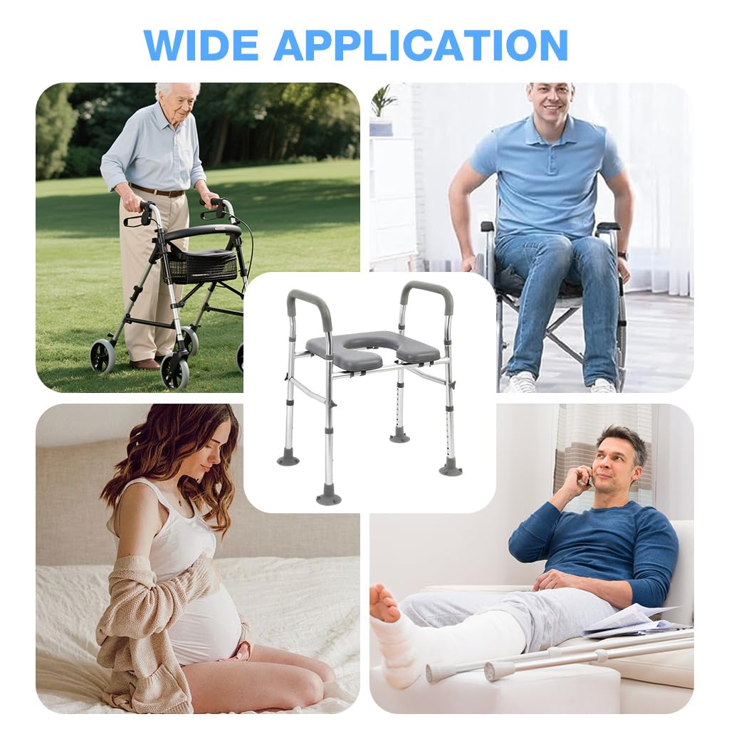 HASTHIP Adjustable Toilet Seat Riser with Handrails and Padded Seat