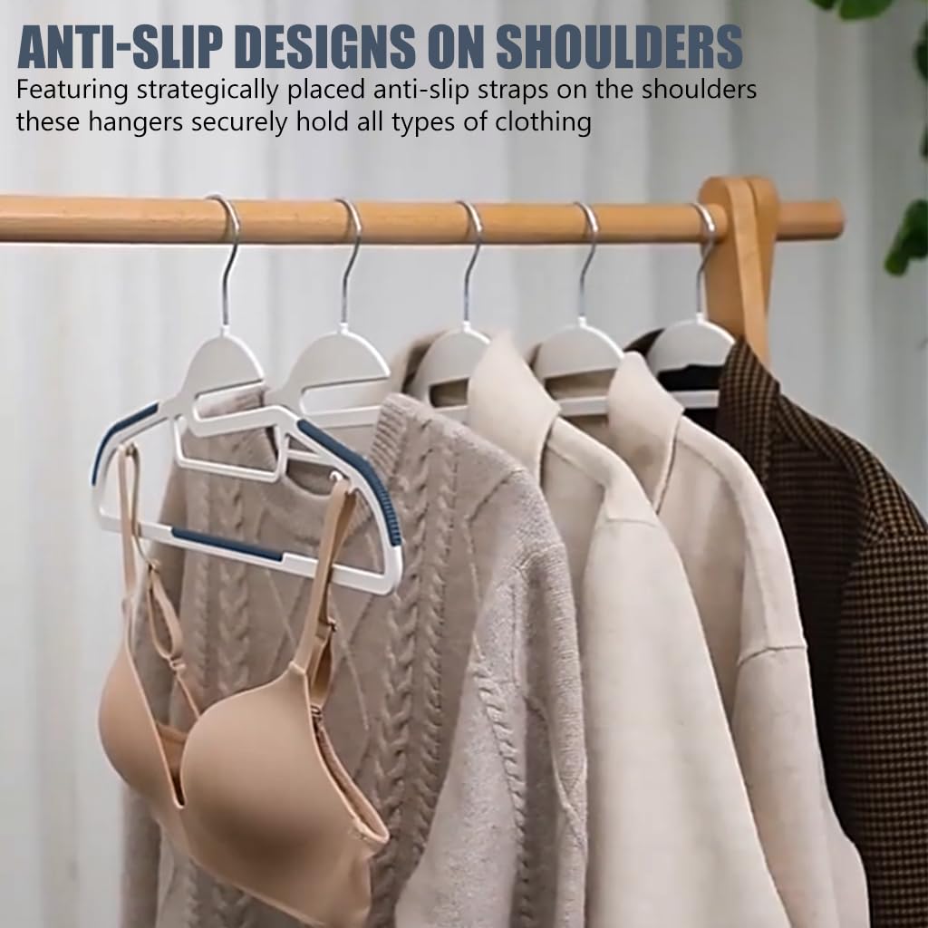 HASTHIP Clothes Hangers for Wardrobe Organization featuring Anti Slip Shoulders and Hooks | 10 Pack Plastic Hangers for Shirts Suits and Dresses
