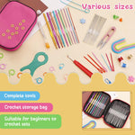 HASTHIP® 109Pcs Crochet Hooks Set, Crochet Hooks Set with Case, Coloured Ergonomic Crochet Hooks and Crochet Needle Accessories, Crochet Needles Kit for Beginners and Crochet Hook Lovers