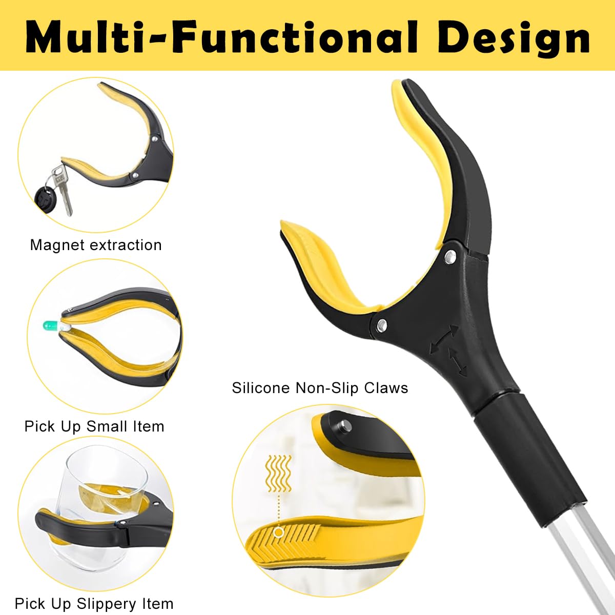 HASTHIP Grabber Reacher Tool 32.6 Inch for Picking Up Litter with Magnet and Ergonomic Handle