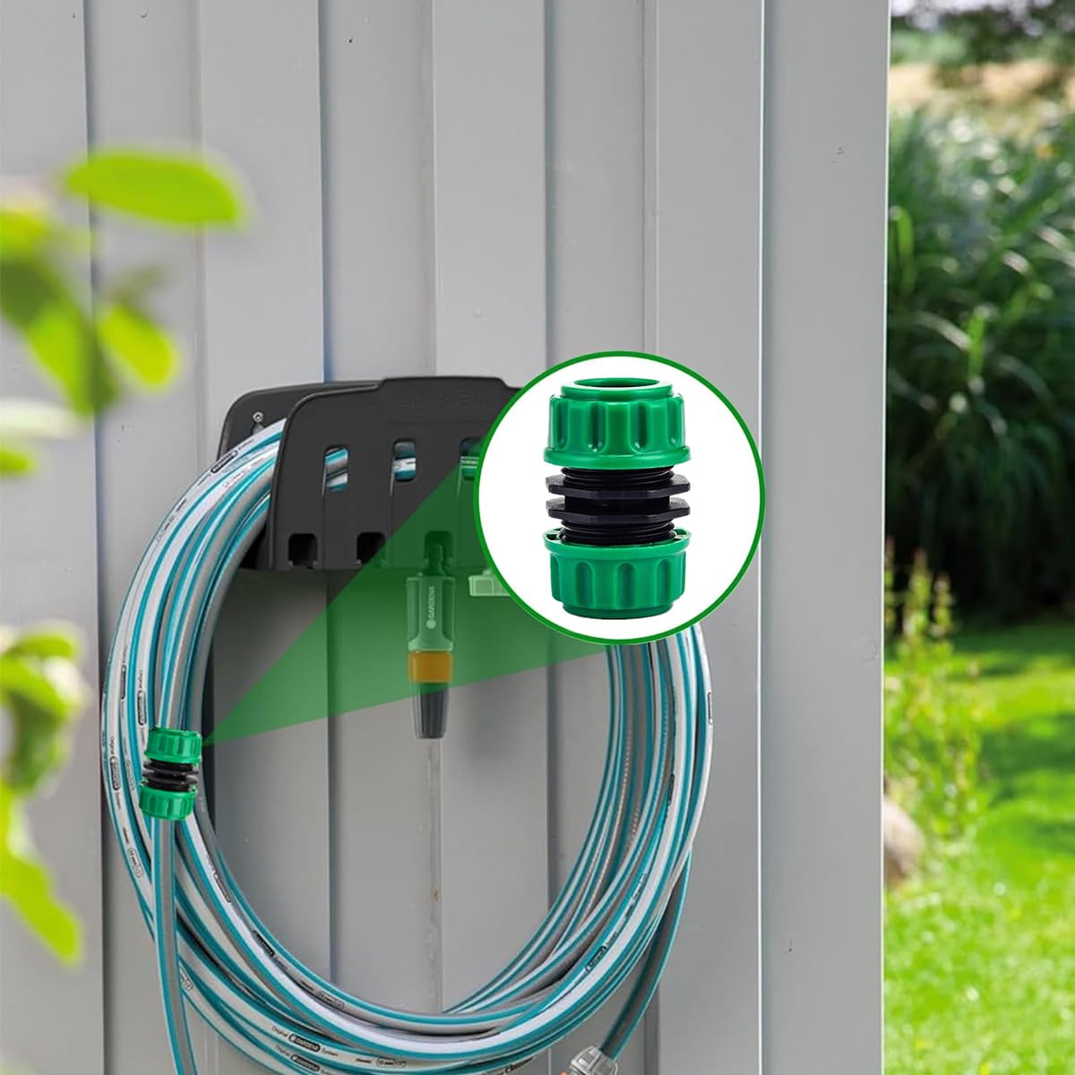 HASTHIP 2Pcs Garden Hose Pipe Connector for Gardening with 1/2 in Quick Fit ABS Adapter Set | Leakproof Watering Accessory