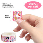 HASTHIP Sanrio Stickers Roll featuring 500 pcs and 8 Designs for DIY Decor | Kawaii Gifts