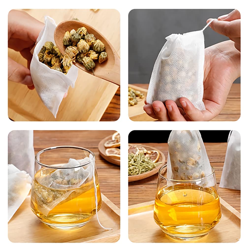 HASTHIP Cotton Tea Filter Bags for Loose Leaf Tea with Drawstring Closure 100pcs 3.54x2.75in
