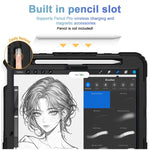 HASTHIP® Case for iPad Air 11 2025/2024 M3/M2/Air 5th/4th Gen 10.9/Pro 11 4th/3rd Gen with Pencil Holder 360° Kickstand & Adjustable Hand Grip Strap Dual Pen Storage Design Travel Silicone Cover