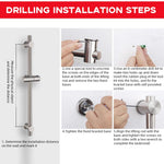 HASTHIP Shower Slide Rail for Bathroom with Adjustable Holder and No Drill Mounting | 25.9 in Stainless Steel Design