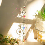 HASTHIP Suncatcher Charm Set of 4 for Home Decor with 34cm Sun and Moon Crystal Design