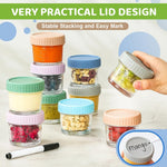 HASTHIP Salad Dressing Container Set for Seasonings and Jam 6 Pcs 4 Oz Glass Jars with Lids