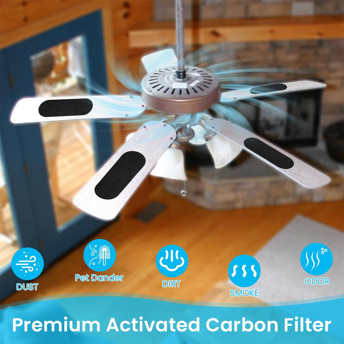 HASTHIP Ceiling Fan Filters for Cleaner Air with Activated Carbon Pads 25cm x 9cm | Easy Self-Adhesive Installation