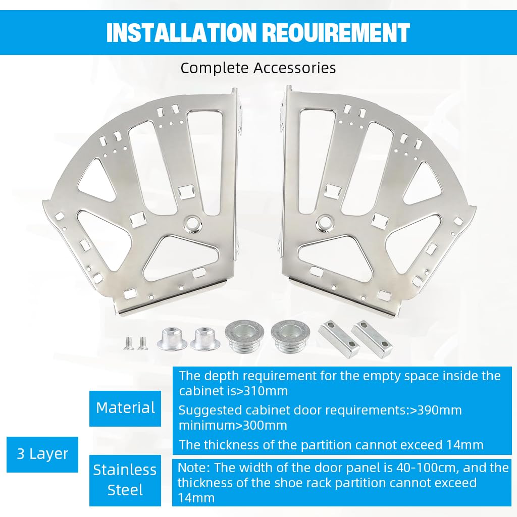 HASTHIP® 2Pcs Stainless Steel Cabinet Door Hinges for Triple Layer Flip-Down/Tilting Cabinet