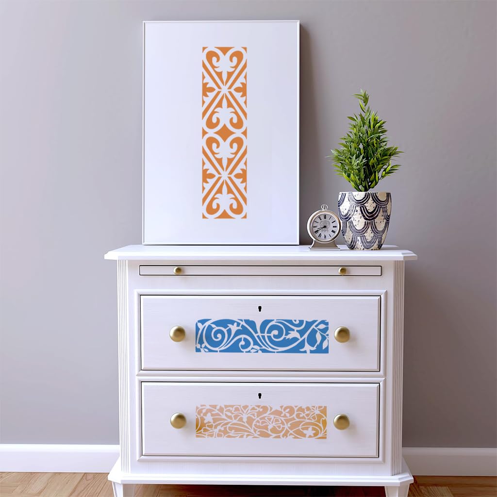 HASTHIP Painting Stencils for Home Decor and DIY Crafts featuring 12 PET Templates | Reusable Art Borders