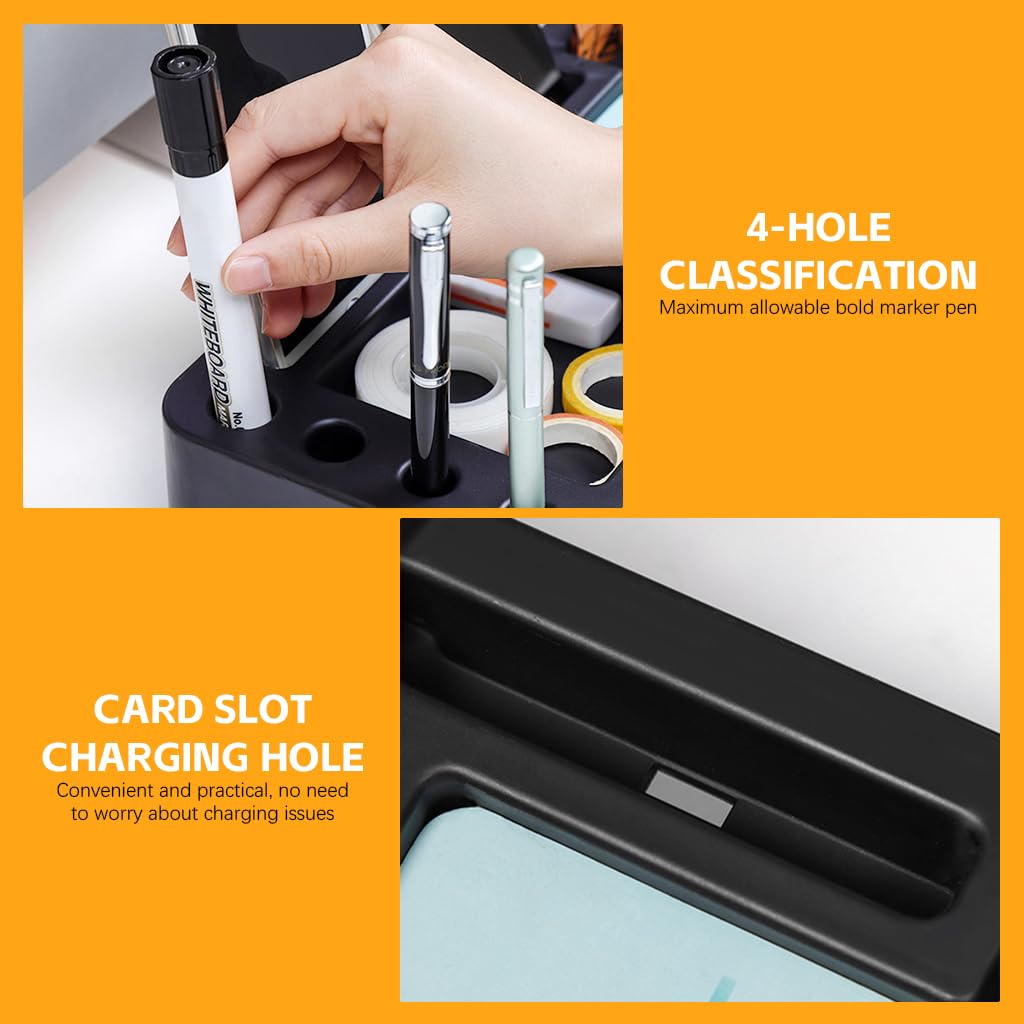 HASTHIP® Multifunctional Desk Organizer with Phone Stand, Pen Holder, Storage Compartments for Office Supplies, Stationery Organizer for Home & Office Accessories