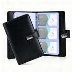 HASTHIP® Business Card Holder Book 150 Pockets PU Leather Professional Name Card Organizer Case for Men & Women,Credit & ID Storage,Portable Travel Business Cards Binder - Black