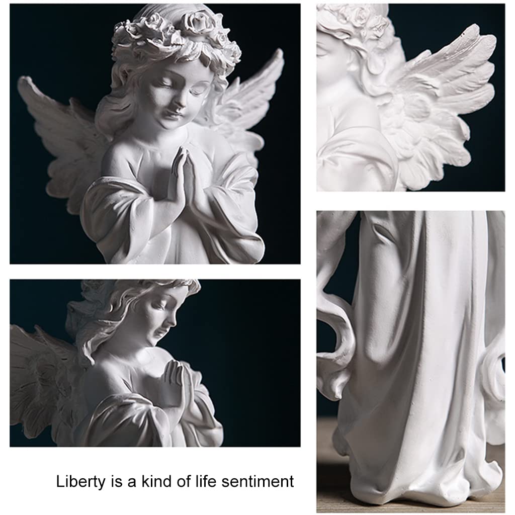 HASTHIP Praying Girl Angel Statue for Home Decor with Resin Wings | 3.54×7.48 in Memorial Ornament