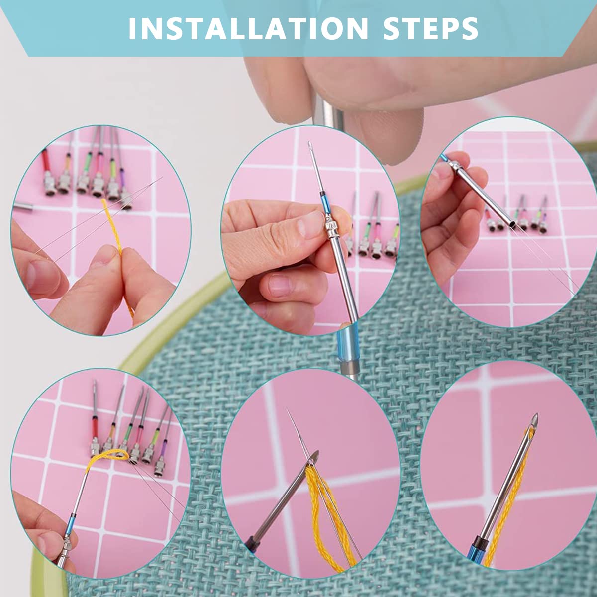 HASTHIP Punch Needle Set for DIY Embroidery and Tufting with 12PCS Needles & Wooden Handle | Ideal for Beginners and Crafts Enthusiasts