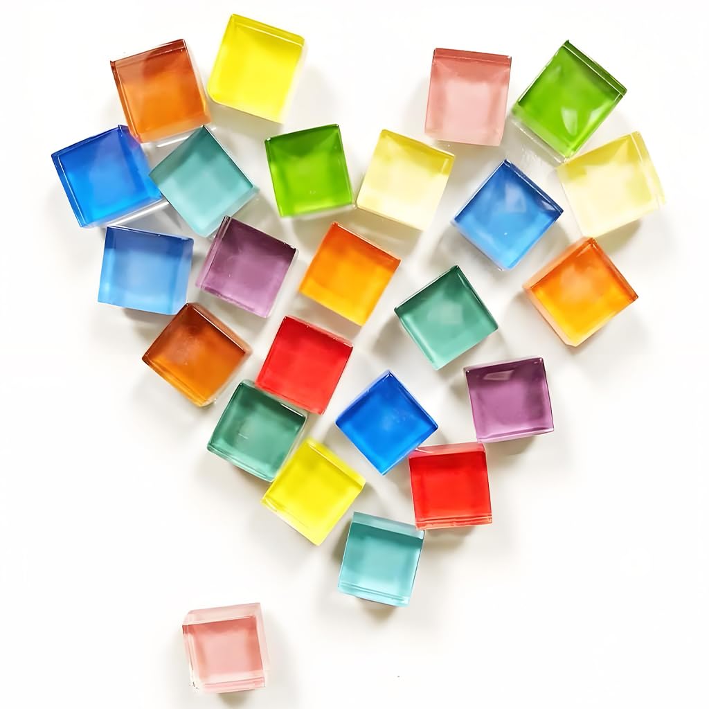 HASTHIP Fridge Magnets for Refrigerator and Whiteboard with 24pcs 1.5cm Glass Mosaic Blocks | Colorful Home Décor