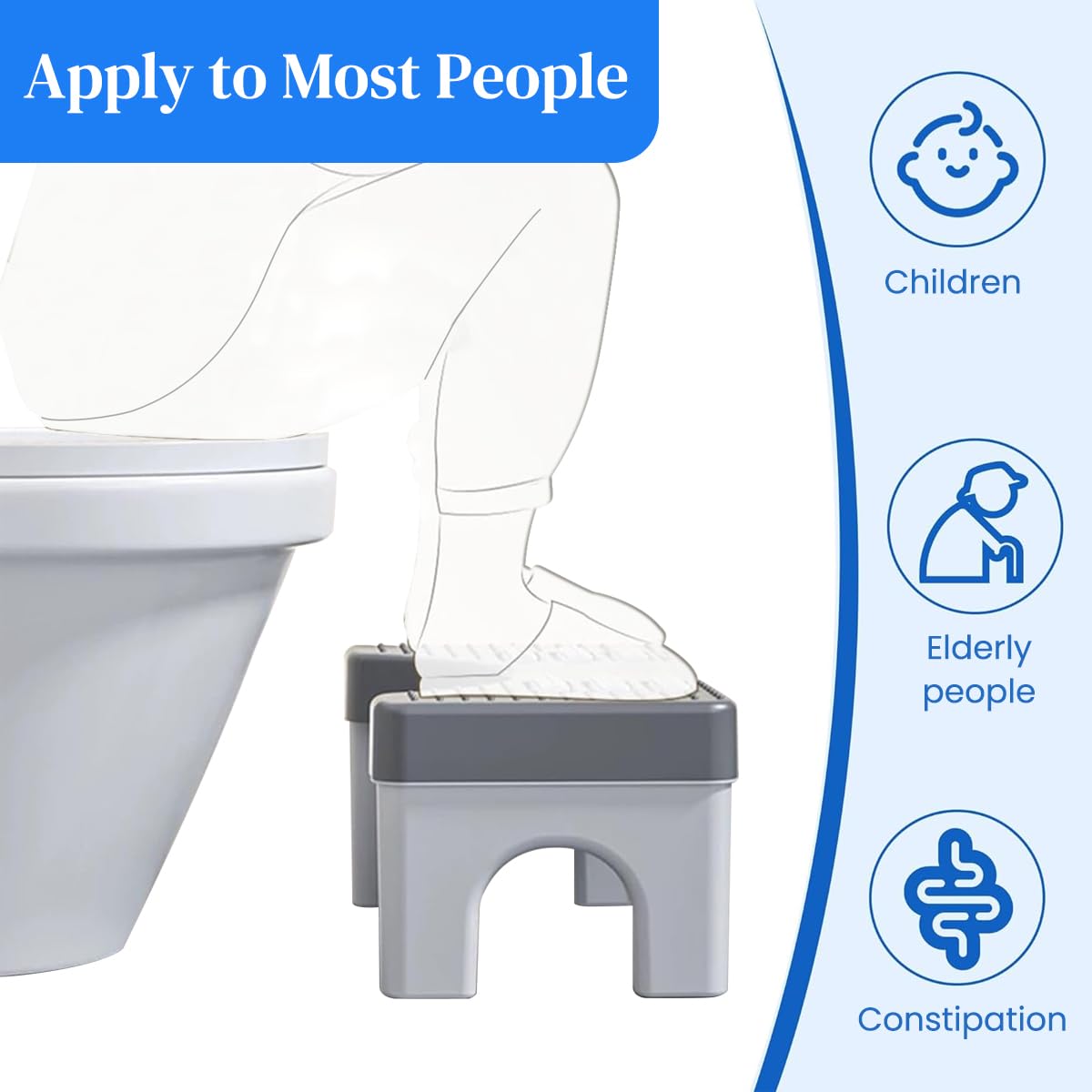 HASTHIP Toilet Stool for Natural Posture with 6 Foot Massager Rollers and Anti Slip Surface 40x21x17cm