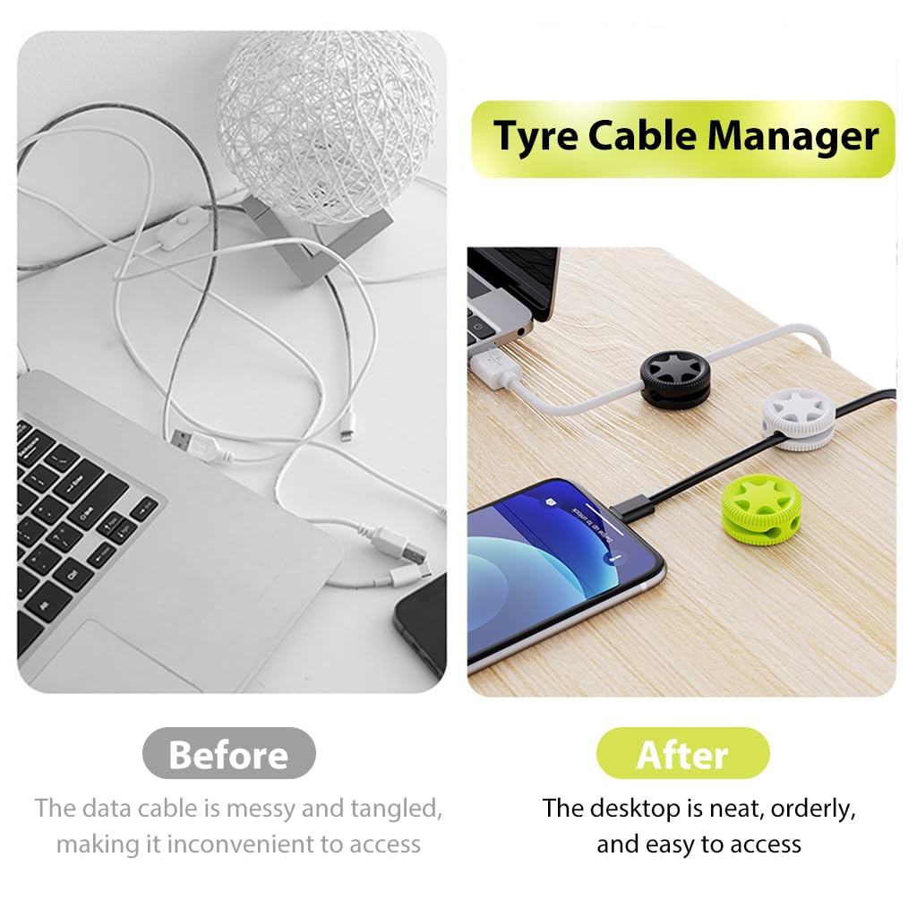 HASTHIP® 6PCS Cable Winder Organizers USB Charging Cable Clip Desk Organiser