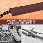 HASTHIP® 6.6ft Floor Cord Cover PVC Rubber 1.18 Inches Width Cable Protector Self Adhesive Removable Cord Protector Sleeve Cuttable Cord Protector Sleeve