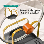 HASTHIP Spoon Rest Pot Lid Holder for Kitchen Organization with Detachable Drain Tray 20x13.8x11.5cm featuring Metal Dual Golden Black Design