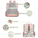 HASTHIP® Mochila Transportadora para Mascotas Pequeñas y Medianas,Mochila Expandible con Malla Transpirable para Perros y Gatos,Diseño Ergonómico Cómodo Viajes Aire Libre (Rosa)