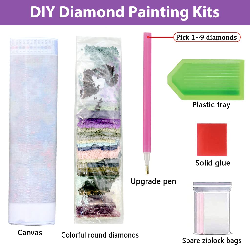 Diamond Painting Kit, 5D Diamond Painting Kit for Adults & Kids, 12x16inch DIY 5D Round Full Drill Butterfly Diamond Art, Very Suitable for Home Leisure and Wall Decoration
