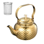 HASTHIP® 1.2L Stainless Steel Golden Teapot Kettle with Infuser, Luxury Hammered Water Pot for Tea and Coffee, Durable Rust-Resistant Tea Kettle for Gas Stove & Induction Cooktop
