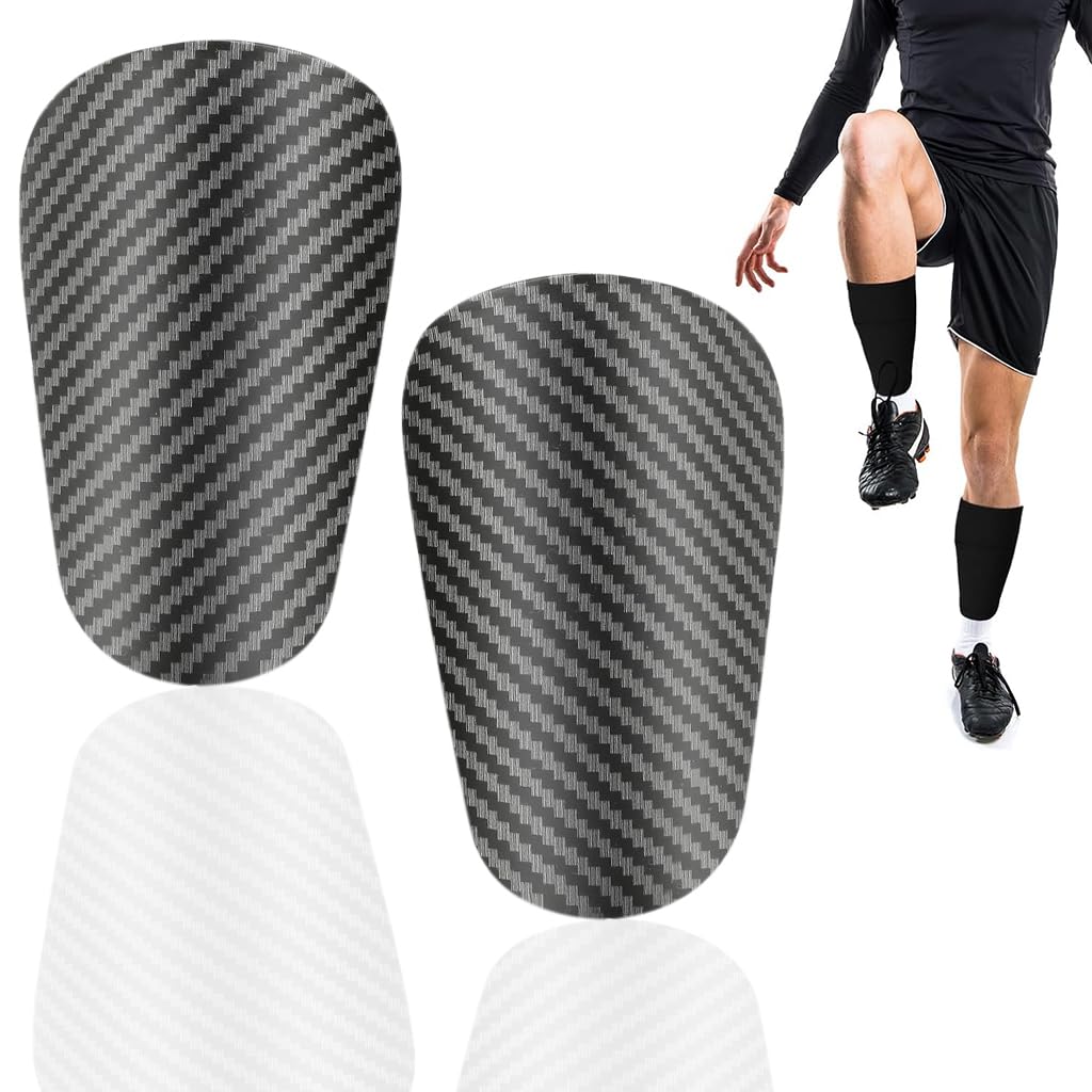 HASTHIP® Mini Espinilleras de Fútbol para Niños,Protector Ligero y Transpirable,Diseño de Fibra Carbono Acolchado EVA Ajuste Personalizado para Entrenamiento Partidos y Deportes