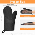 HASTHIP Oven Gloves for Cooking with Anti Slip Palm and Thicken Cotton Padding Black