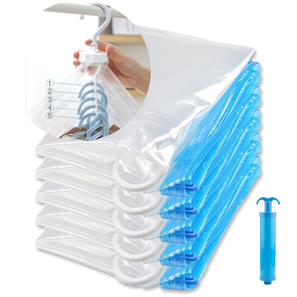 HASTHIP Hanging Vacuum Storage Bags for Clothes with Double Seal Zippers and Hooks | 4Pcs 41 and 57 in Dustproof Closet Bags