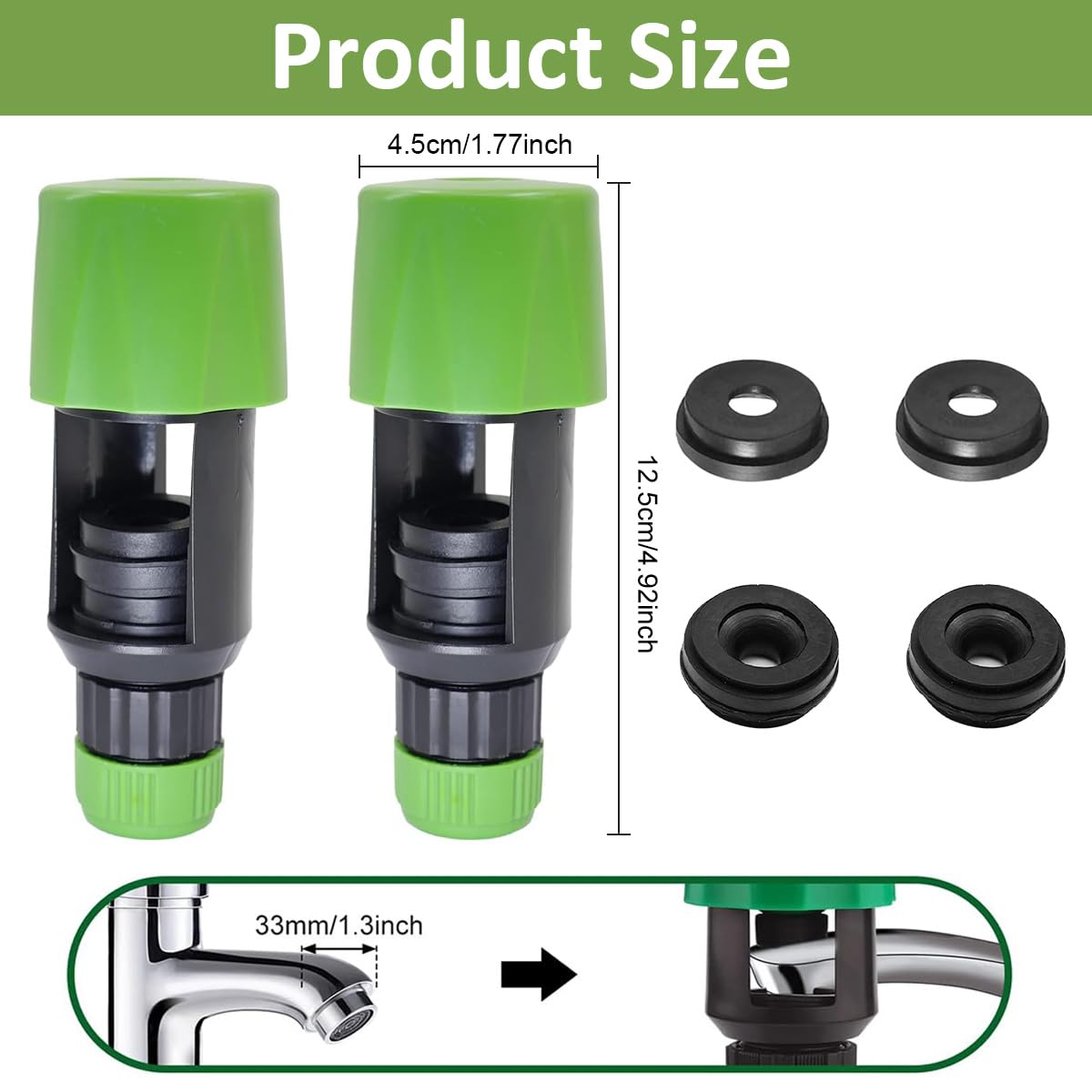 HASTHIP Garden Faucet Hose Adapters for Sink and Outdoor Use with Leak‑Proof Fit 2 Pcs