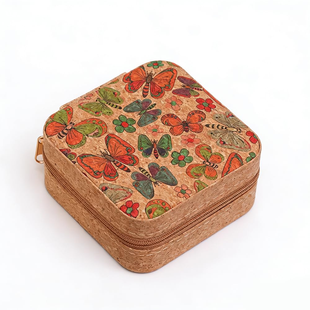 HASTHIP® Joyero de Viaje Pequeño de Cuero PU Retro,Estuche Organizador Portátil con Interior Terciopelo para Collares,Anillos Aretes y Pulseras Regalo Elegante para Mujeres y Niñas