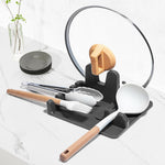 HASTHIP® Silicone Kitchen Utensil Drying Rack, Multi-Purpose Non-Slip Pot Lid & Cutlery Holder, Compact Dish Drainer Organizer for Countertop, Dishwasher Safe Space-Saving Design for Spatula