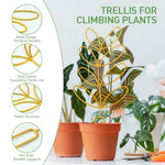 HASTHIP Garden Trellis for Climbing Plants featuring Leaf Design 30cm Metal Support | 2 Pack